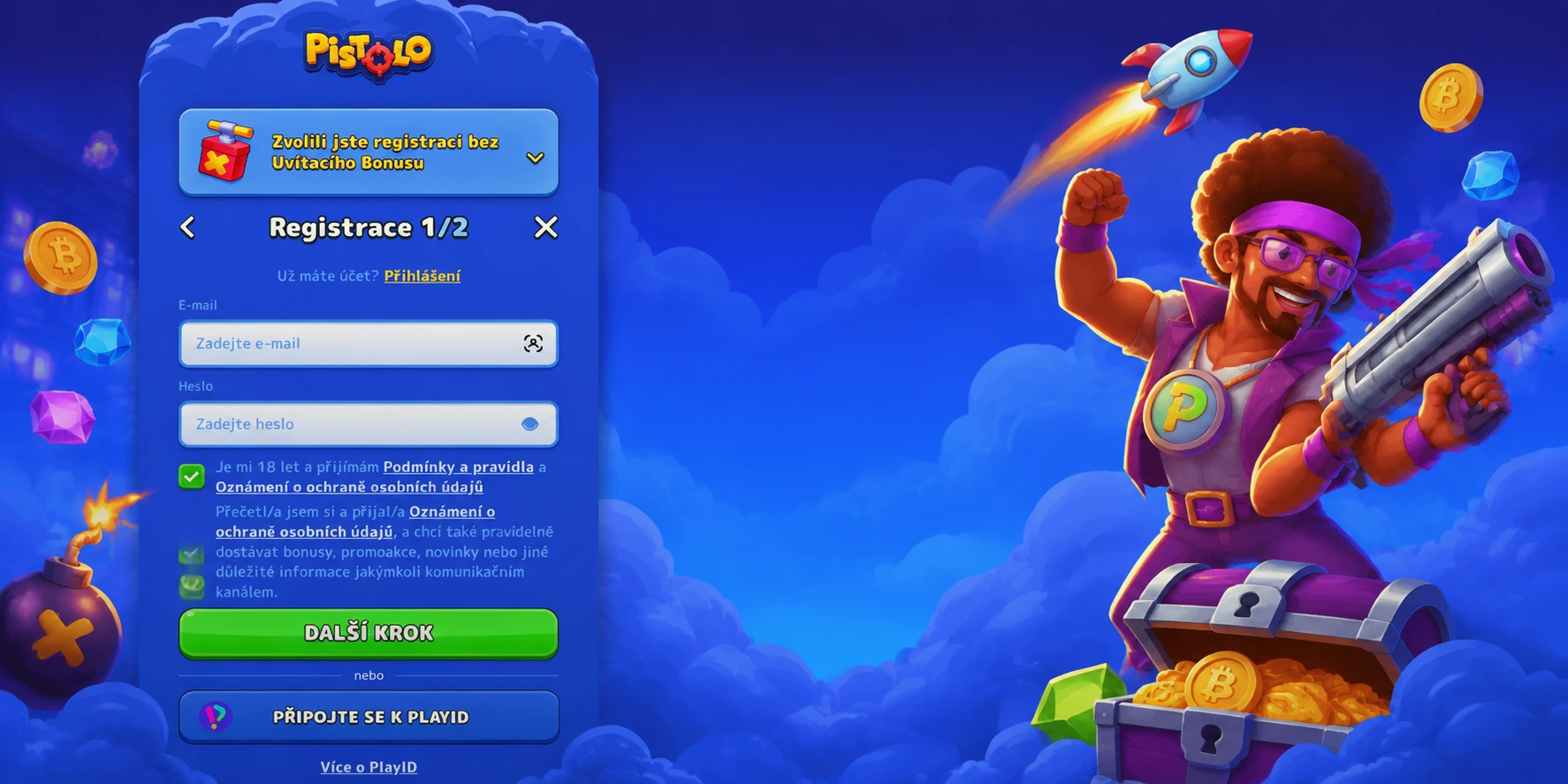 pistolo casino registrace